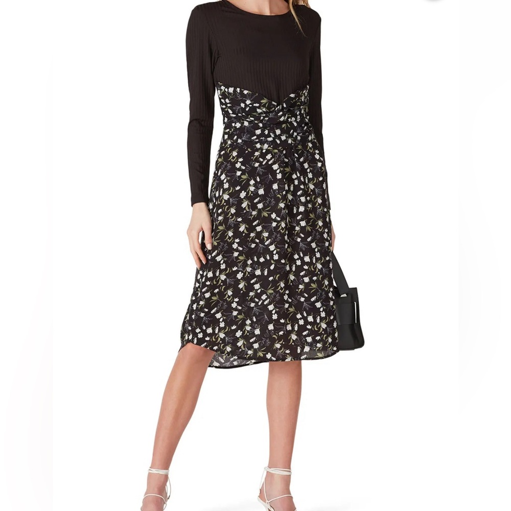 Thakoon Collective Floral Twist Midi Dresss